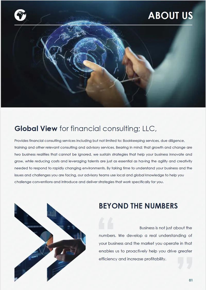 Global View corporate profile: About us page
