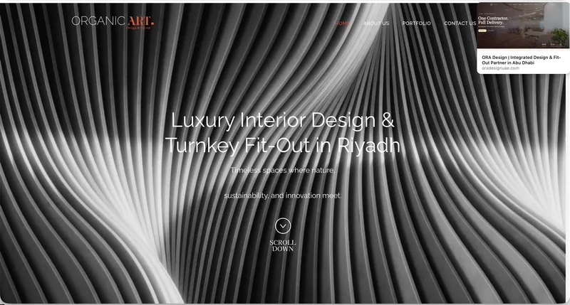 Organic Art website homepage