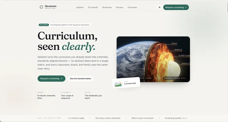 Quantum Education website homepage